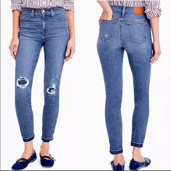 J. Crew 9” Toothpick Jean In Rip & Repair Wash Skinny Ankle Size 24 - Picture 1 of 13